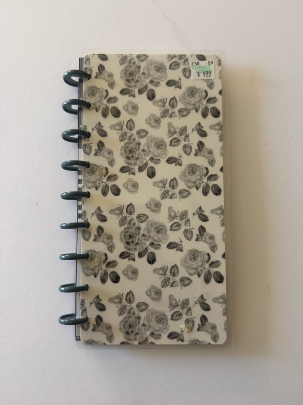 Floral Disc-Bound Notebook - Black & White Rose Pattern THE HAPPY PLANNER